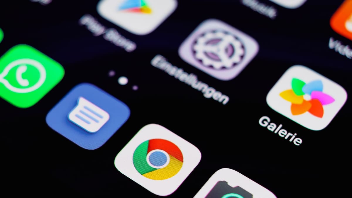 Close-up of a smartphone screen showing app icons
